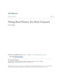 Writing About Winston: Two Works Compared Victoria Valusek