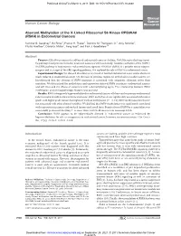 Aberrant Methylation of the X-Linked Ribosomal S6 Kinase RPS6KA6 (RSK4) in Endometrial Cancers