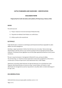 Cattle Standards and Guidelines – Identification Discussion Paper