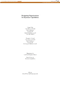 Designing Organizations for Dynamic Capabilities