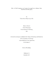 Effect of CPAP Compliance on a Cognitive Screening Test in a Memory Clinic Population with Sleep Apnea
