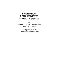PROMOTION REQUIREMENTS for CAP Members