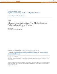 The Myth of Edward Coke and the Virginia Charter*