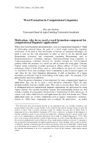 Word Formation in Computational Linguistics