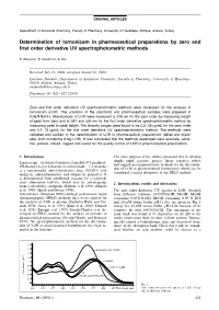 Determination of Lornoxicam in Pharmaceutical Preparations by Zero and First Order Derivative UV Spectrophotometric Methods