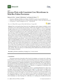 Diverse Diets with Consistent Core Microbiome in Wild Bee Pollen Provisions