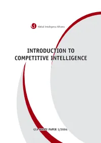 Introduction to Competitive Intelligence
