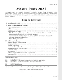 Master Index 2021 This Master Index 2021 Provides Information and Indexes to Assist Liturgy Preparation