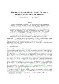 Poly-Time Blackbox Identity Testing for Sum of Log-Variate Constant-Width Roabps