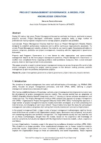 Project Management Governance: a Model for Knowledge Creation