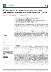 Ultrafine Aerosol Particle Sizer Based on Piezoresistive Microcantilever Resonators with Integrated Air-Flow Channel