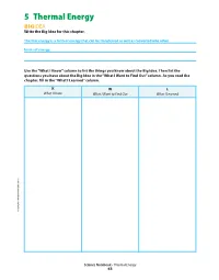5 Thermal Energy BIGIDEA Write the Big Idea for This Chapter