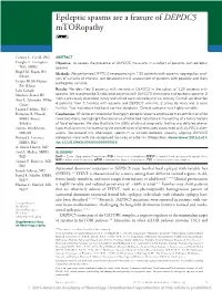 Epileptic Spasms Are a Feature of DEPDC5 Mtoropathy