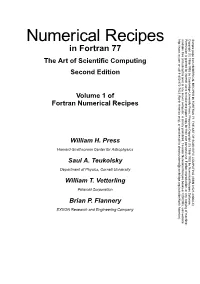 NUMERICAL RECIPES in FORTRAN 77: the ART of SCIENTIFIC COMPUTING (ISBN 0-521-43064-X) Copyright (C) 1986-1992 by Cambridge University Press