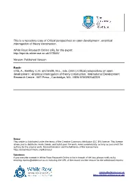Critical Perspectives on Open Development : Empirical Interrogation of Theory Construction