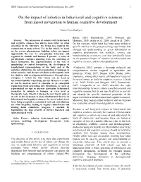 On the Impact of Robotics in Behavioral and Cognitive Sciences: from Insect Navigation to Human Cognitive Development