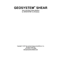 SHEAR Axial and Direct Shear Module for GEOSYSTEM® for Windows