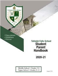 Tallulah Falls School Student Parent Handbook