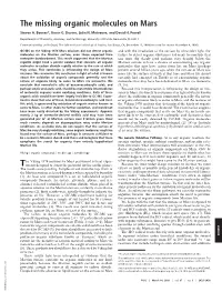 The Missing Organic Molecules on Mars