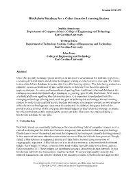 Blockchain Database for a Cyber Security Learning System