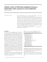 Cladistic Revision of Talitroidean Amphipods (Crustacea, Gammaridea), with a Proposal of a New Classiﬁcation
