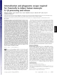 Internalization and Phagosome Escape Required for Francisella to Induce Human Monocyte IL-1␤ Processing and Release