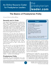 Presbyterian Polity a Leader Reader by Brian Ellison