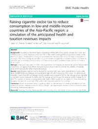 Raising Cigarette Excise Tax to Reduce Consumption in Low-And Middle