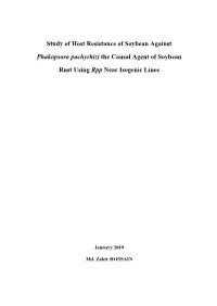 Study of Host Resistance of Soybean Against Phakopsora Pachyrhizi the Causal Agent of Soybean Rust Using Rpp Near Isogenic Lines