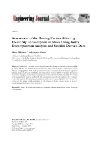 Assessment of the Driving Factors Affecting Electricity Consumption in Africa Using Index Decomposition Analysis and Satellite Derived Data