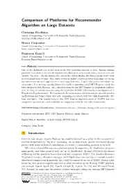 Comparison of Platforms for Recommender Algorithm on Large Datasets