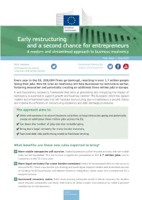 Early Restructuring and a Second Chance for Entrepreneurs a Modern and Streamlined Approach to Business Insolvency Fact Sheet | June 2019