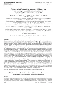 First Record of Bulimulus Tenuissimus (Mollusca) As Potential Experimental Intermediate Host of Angiostrongylus Cantonensis (Nematoda) F
