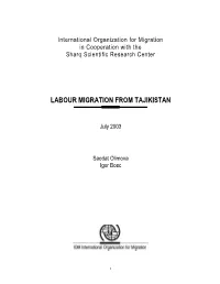 Labour Migration from Tajikistan