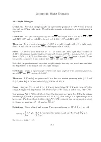 Lecture 21: Right Triangles