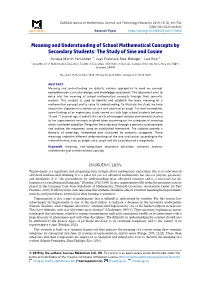 Meaning and Understanding of School Mathematical Concepts by Secondary Students: the Study of Sine and Cosine