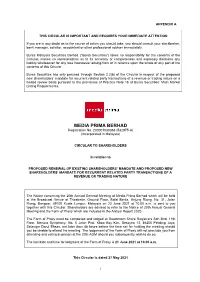 Proposed Shareholders' Mandate for RRPT