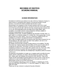 Records of Exotics Scoring Manual