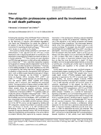 The Ubiquitin Proteasome System and Its Involvement in Cell Death Pathways