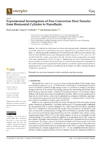 Experimental Investigation of Free Convection Heat Transfer from Horizontal Cylinder to Nanoﬂuids