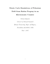 Monte Carlo Simulations of Polonium Drift from Radon Progeny in an Electrostatic Counter