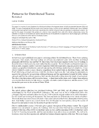Patterns for Distributed Teams Revisited