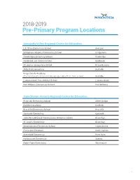Pre-Primary Program Locations