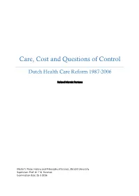 Care, Cost and Questions of Control