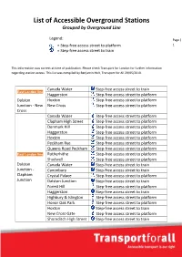 List of Accessible Overground Stations Grouped by Overground Line