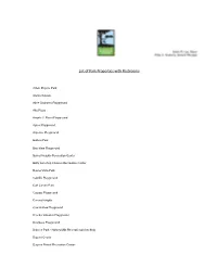 List of Park Properties with Restrooms