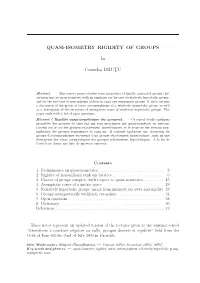 QUASI-ISOMETRY RIGIDITY of GROUPS by Cornelia DRUT¸U