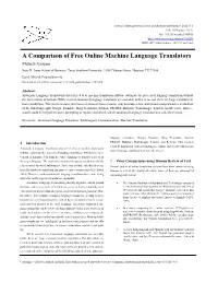 A Comparison of Free Online Machine Language Translators Mahesh Vanjani Jesse H