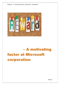 – a Motivating Factor at Microsoft Corporation