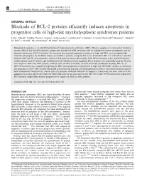Blockade of BCL-2 Proteins Efficiently Induces Apoptosis in Progenitor